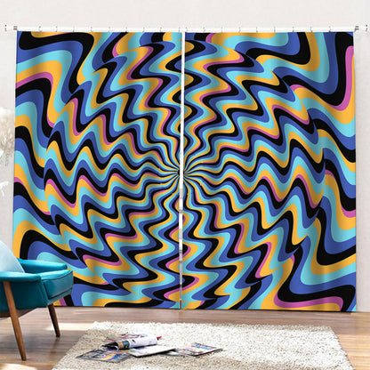 Psychedelic Illusory Motion Print Pencil Pleat Curtains