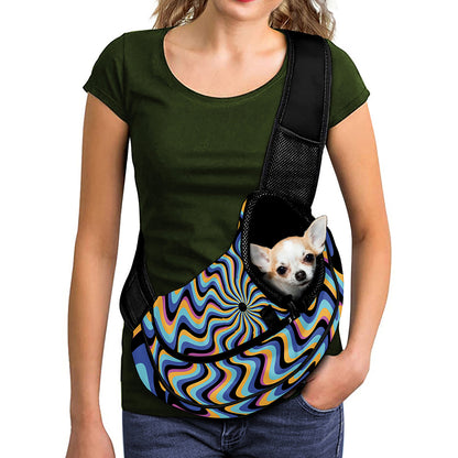 Psychedelic Illusory Motion Print Pet Sling Carrier