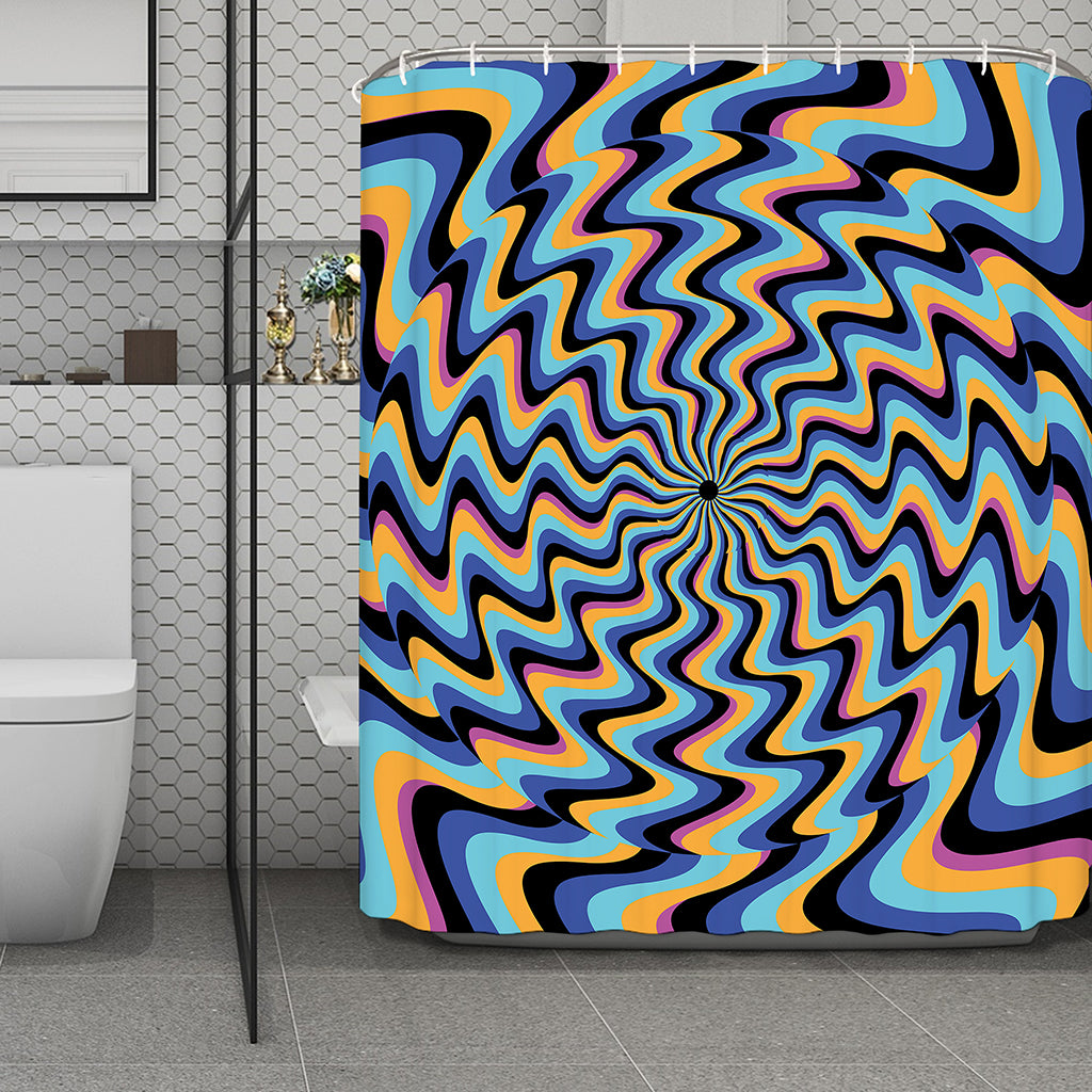 Psychedelic Illusory Motion Print Polyester Shower Curtain