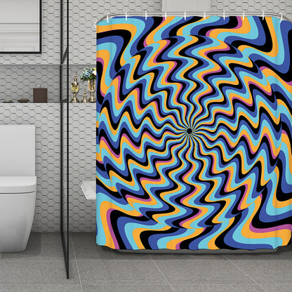 Psychedelic Illusory Motion Print Polyester Shower Curtain