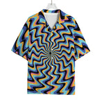 Psychedelic Illusory Motion Print Rayon Hawaiian Shirt