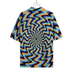 Psychedelic Illusory Motion Print Rayon Hawaiian Shirt