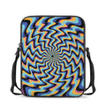 Psychedelic Illusory Motion Print Rectangular Crossbody Bag