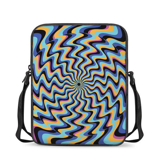 Psychedelic Illusory Motion Print Rectangular Crossbody Bag