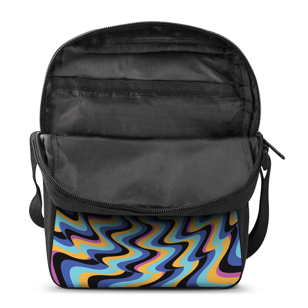 Psychedelic Illusory Motion Print Rectangular Crossbody Bag