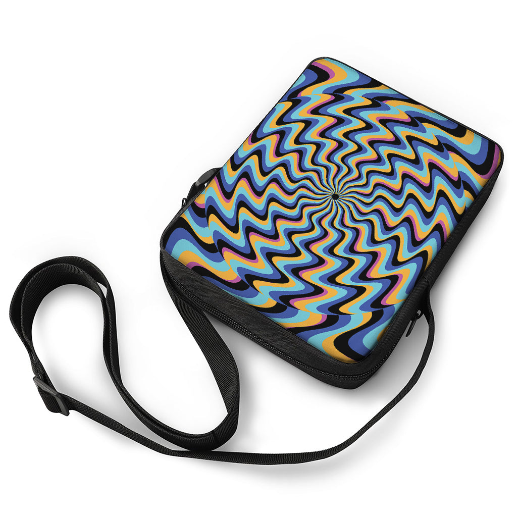 Psychedelic Illusory Motion Print Rectangular Crossbody Bag