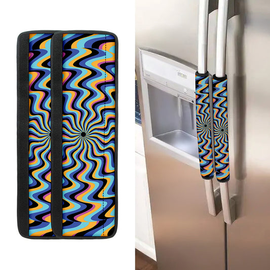 Psychedelic Illusory Motion Print Refrigerator Handle Covers