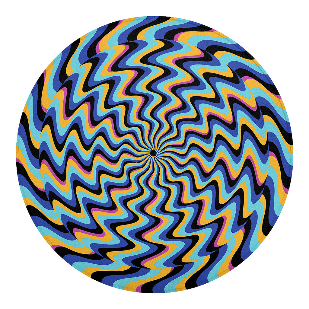 Psychedelic Illusory Motion Print Round Blanket