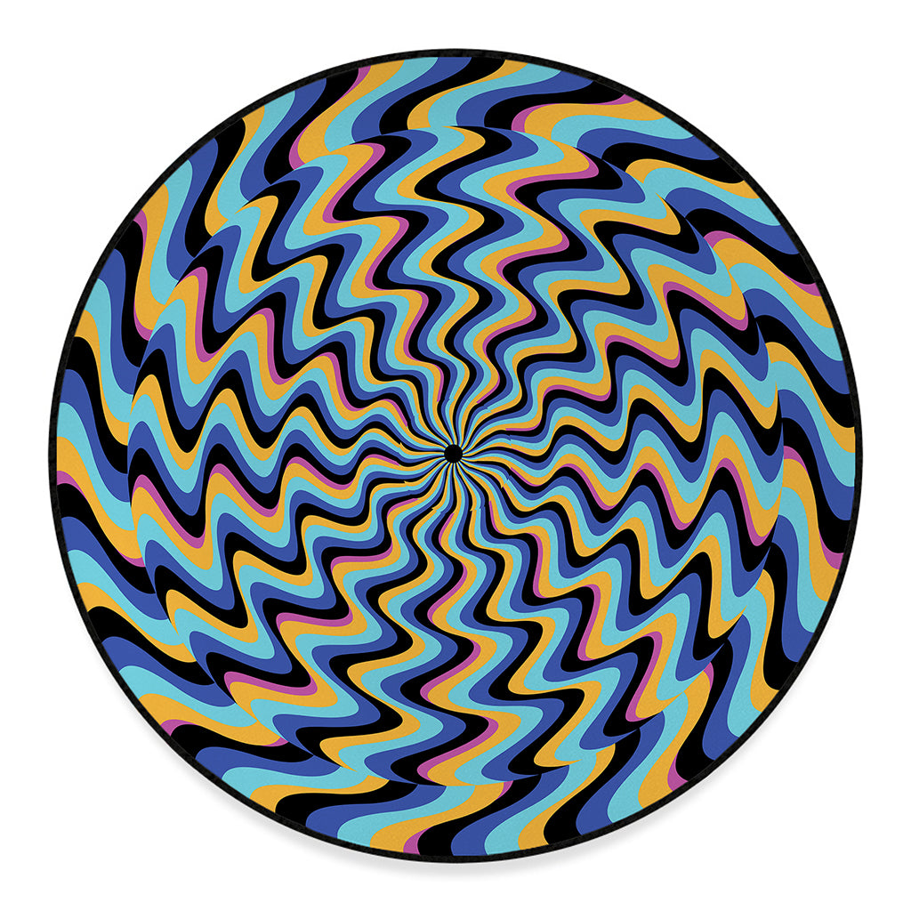 Psychedelic Illusory Motion Print Round Floor Mat