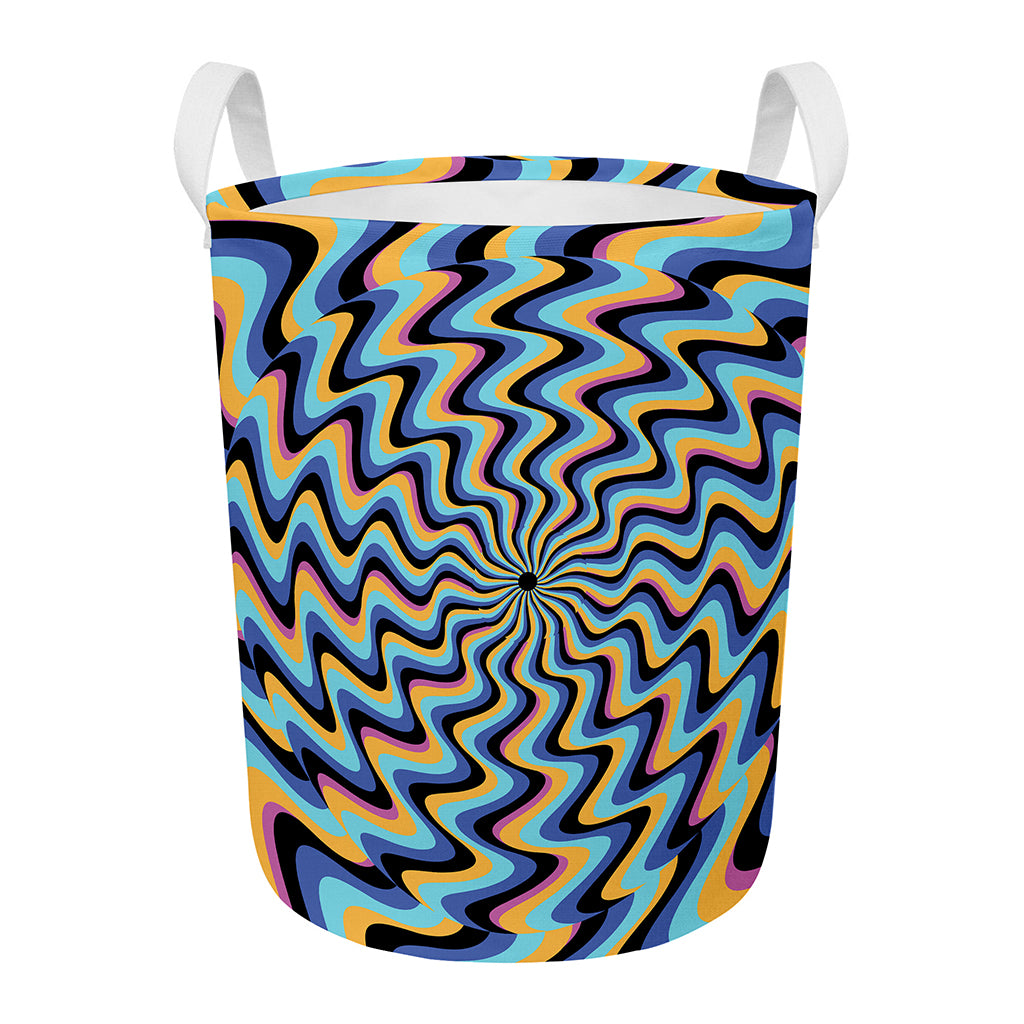 Psychedelic Illusory Motion Print Round Laundry Basket