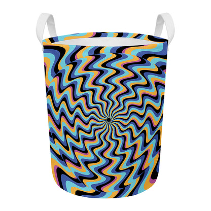 Psychedelic Illusory Motion Print Round Laundry Basket