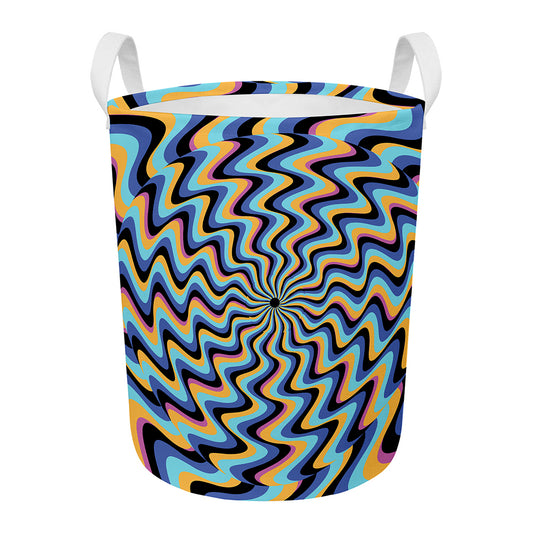 Psychedelic Illusory Motion Print Round Laundry Basket