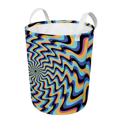 Psychedelic Illusory Motion Print Round Laundry Basket
