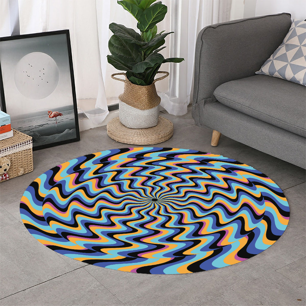 Psychedelic Illusory Motion Print Round Rug