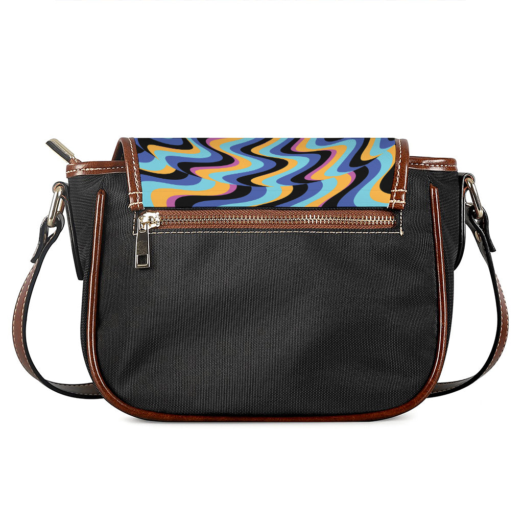 Psychedelic Illusory Motion Print Saddle Bag