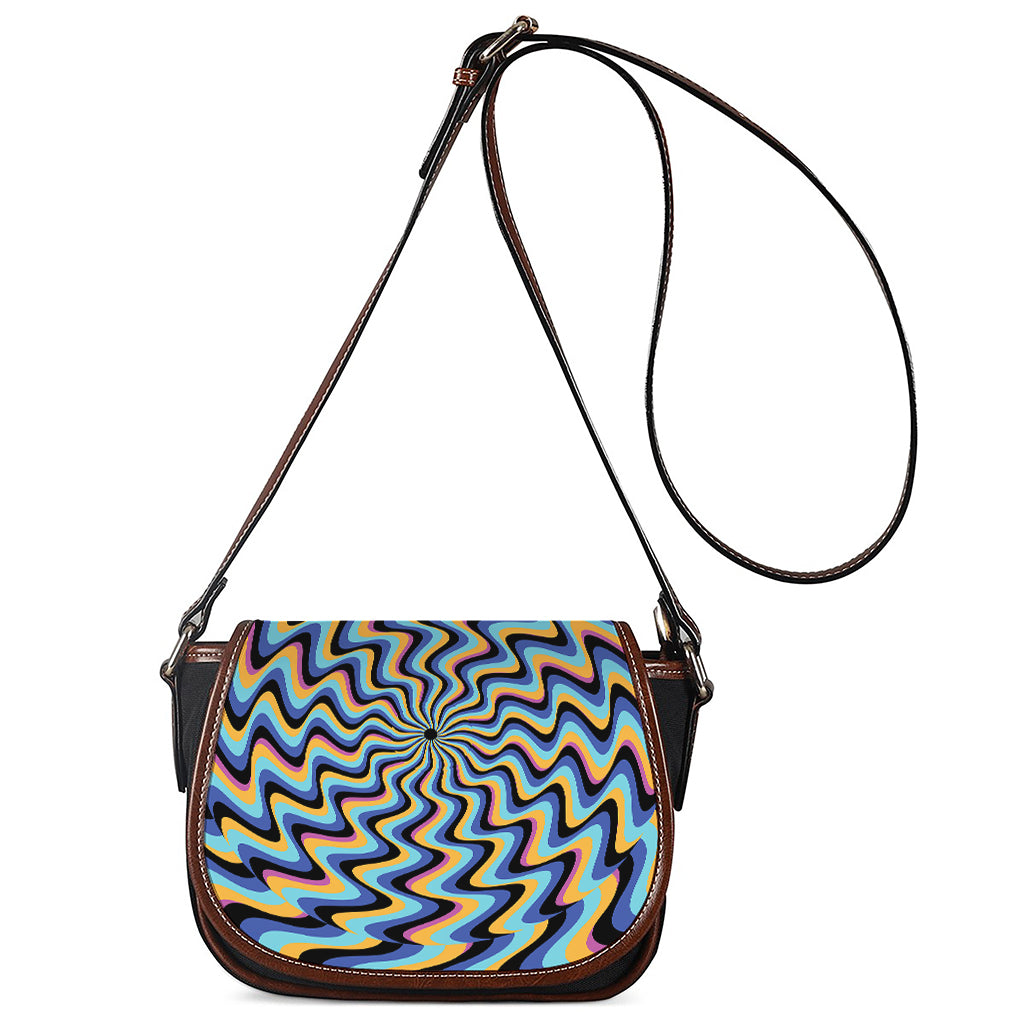 Psychedelic Illusory Motion Print Saddle Bag