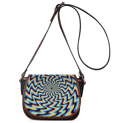 Psychedelic Illusory Motion Print Saddle Bag