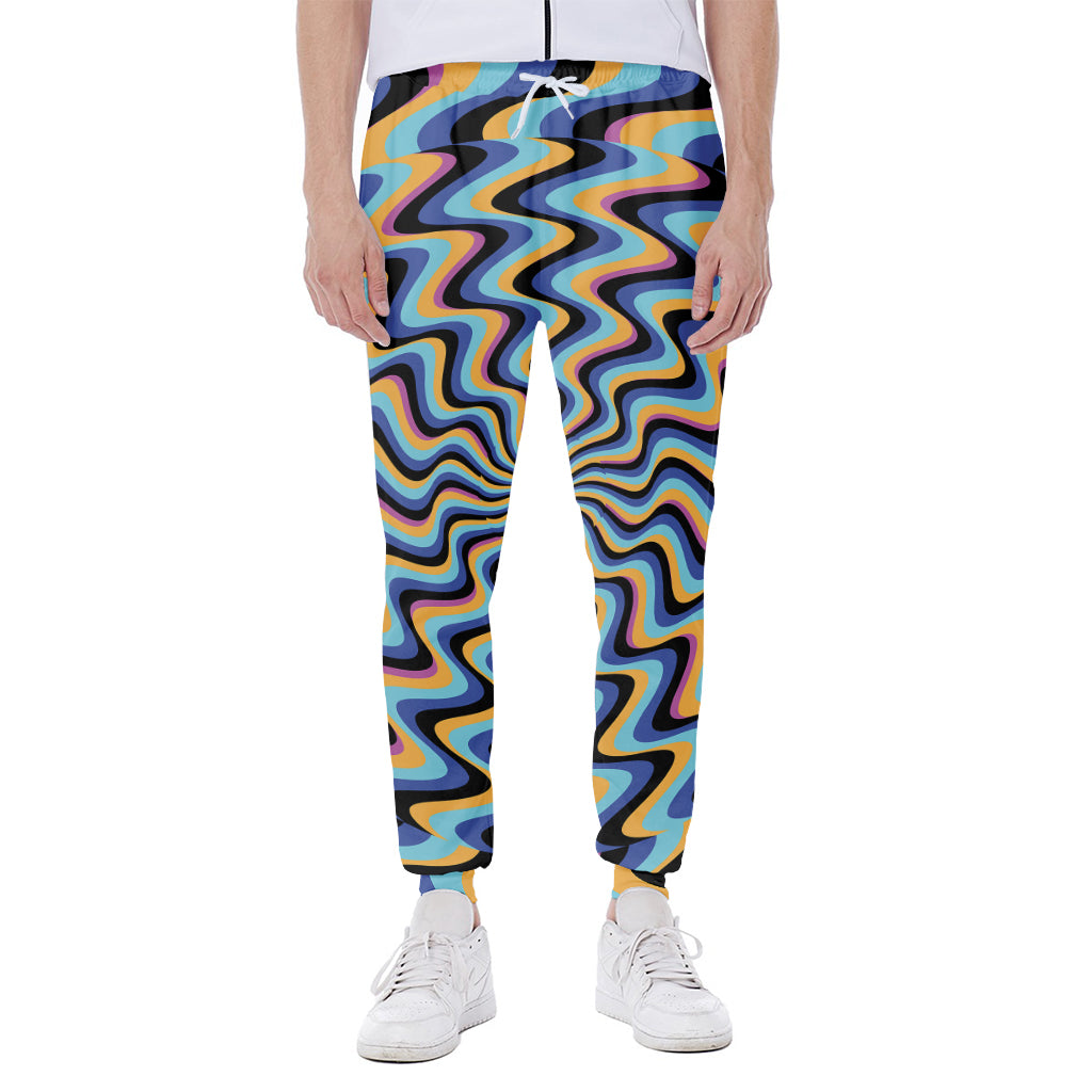 Psychedelic Illusory Motion Print Scuba Joggers