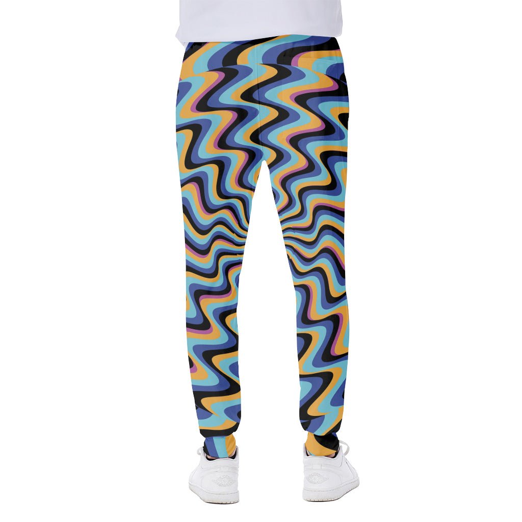 Psychedelic Illusory Motion Print Scuba Joggers