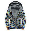 Psychedelic Illusory Motion Print Sherpa Lined Zip Up Hoodie