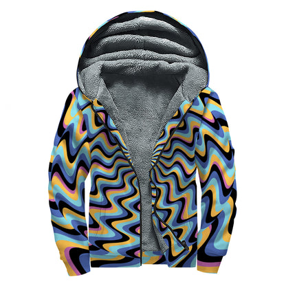 Psychedelic Illusory Motion Print Sherpa Lined Zip Up Hoodie