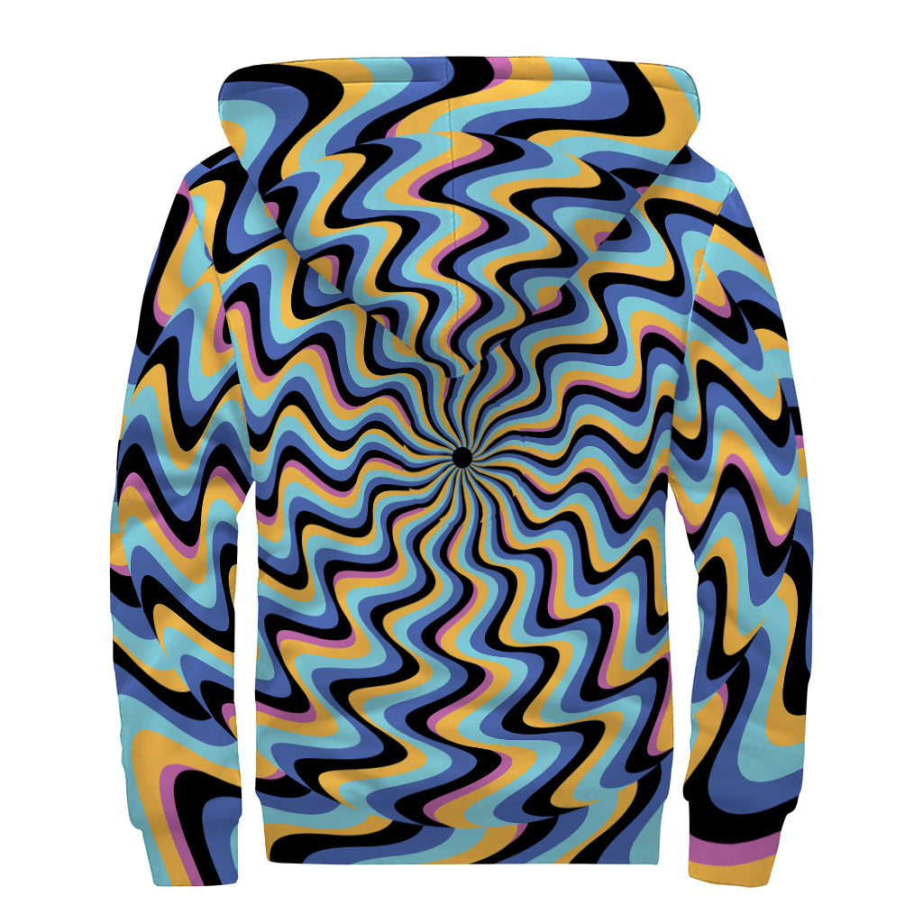 Psychedelic Illusory Motion Print Sherpa Lined Zip Up Hoodie