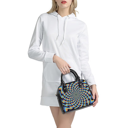 Psychedelic Illusory Motion Print Shoulder Handbag