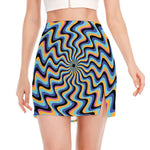 Psychedelic Illusory Motion Print Side Slit Mini Skirt