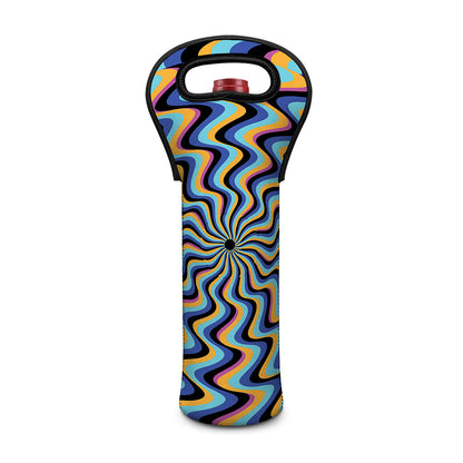 Psychedelic Illusory Motion Print Single Neoprene Wine Tote