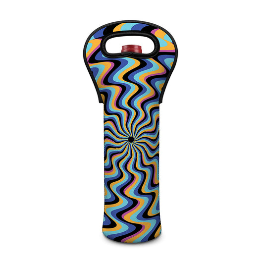Psychedelic Illusory Motion Print Single Neoprene Wine Tote