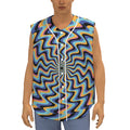 Psychedelic Illusory Motion Print Sleeveless Baseball Jersey