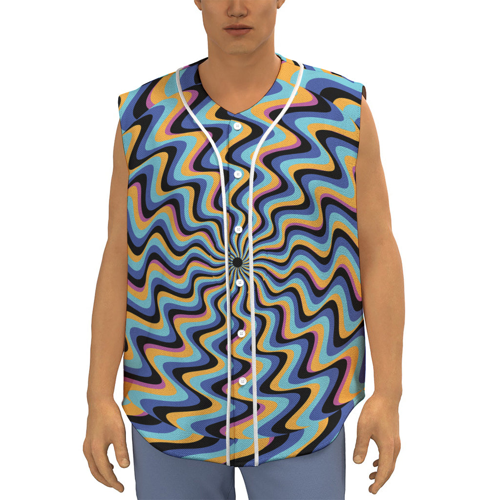Psychedelic Illusory Motion Print Sleeveless Baseball Jersey
