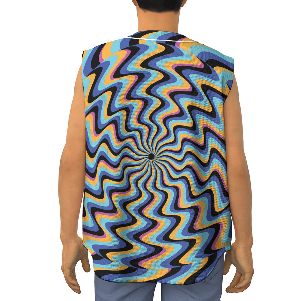 Psychedelic Illusory Motion Print Sleeveless Baseball Jersey