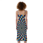 Psychedelic Illusory Motion Print Slim Fit Midi Cami Dress
