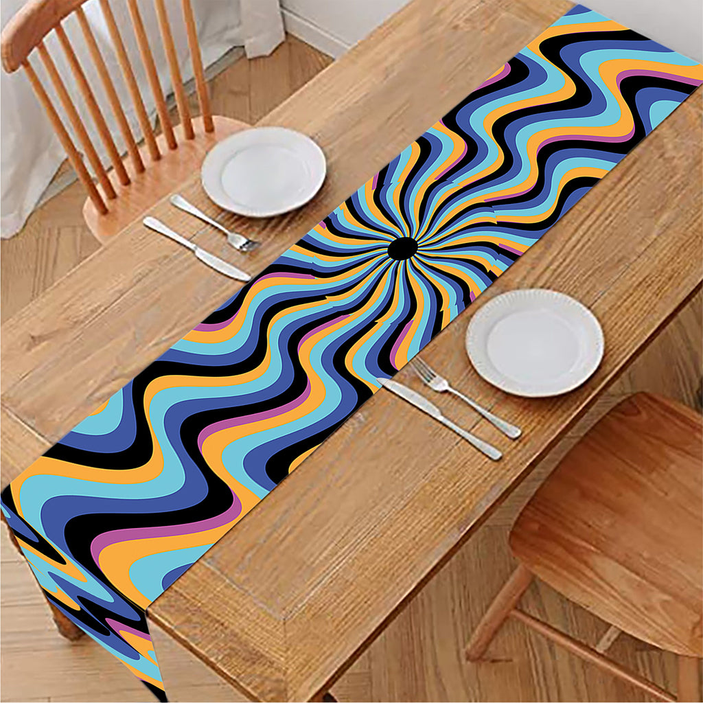 Psychedelic Illusory Motion Print Table Runner
