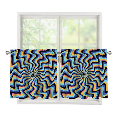 Psychedelic Illusory Motion Print Tier Curtains