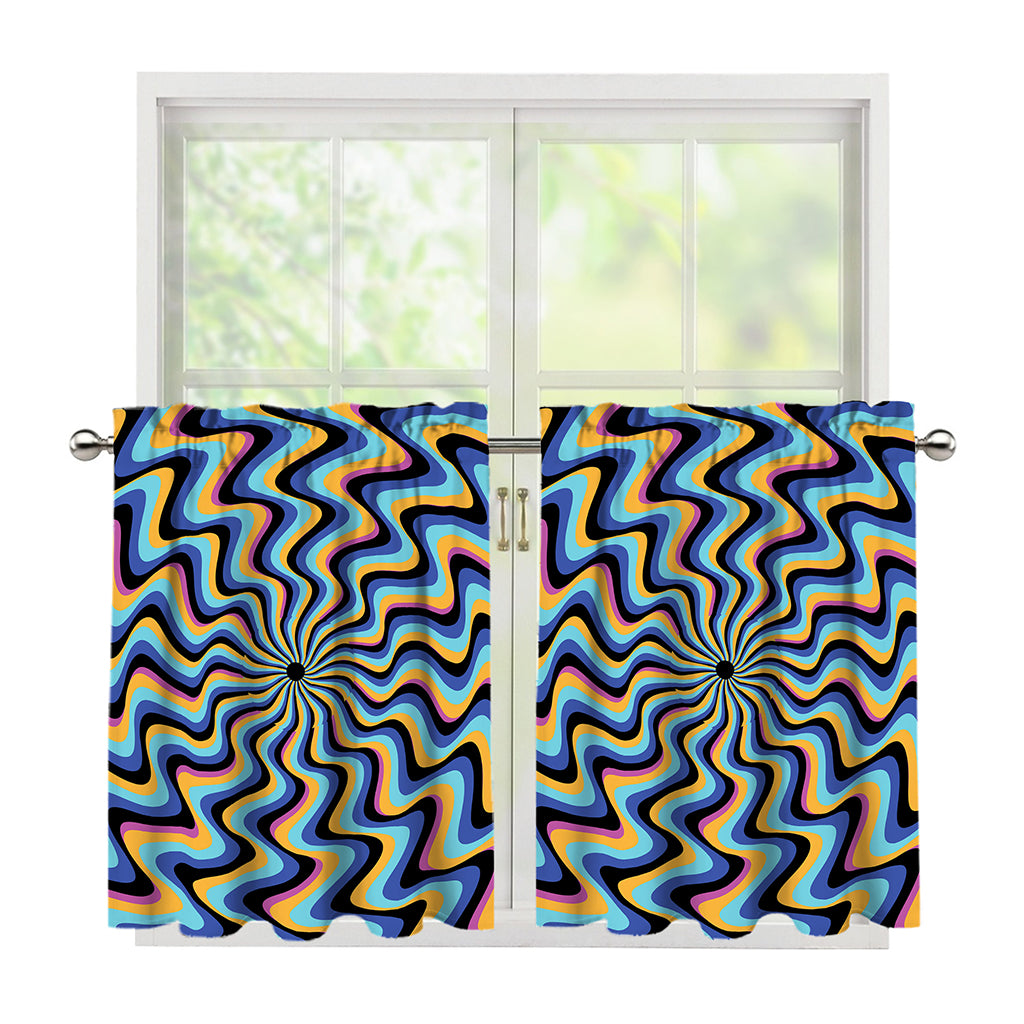 Psychedelic Illusory Motion Print Tier Curtains