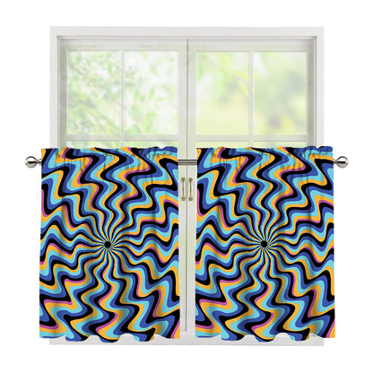 Psychedelic Illusory Motion Print Tier Curtains