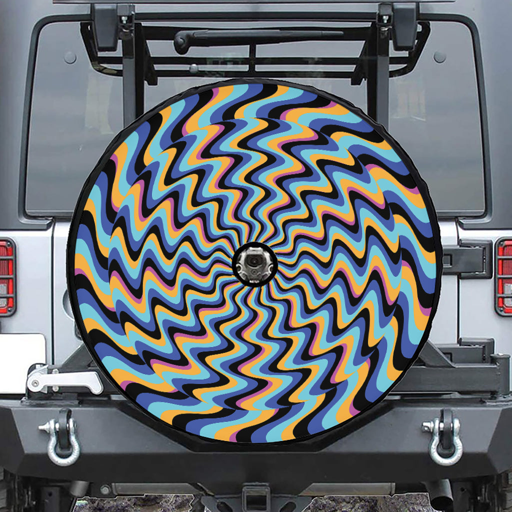 Psychedelic Illusory Motion Print Tire Cover With Camera Hole