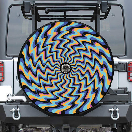 Psychedelic Illusory Motion Print Tire Cover With Camera Hole