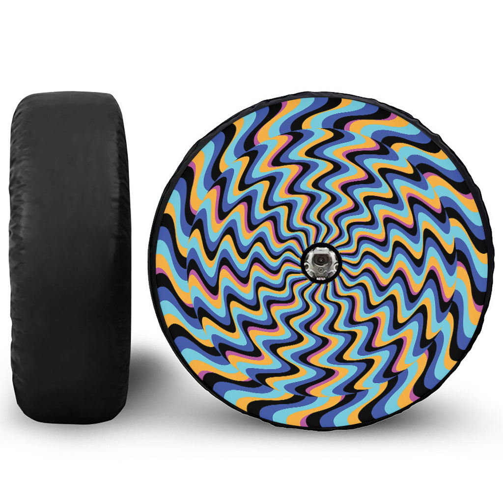 Psychedelic Illusory Motion Print Tire Cover With Camera Hole