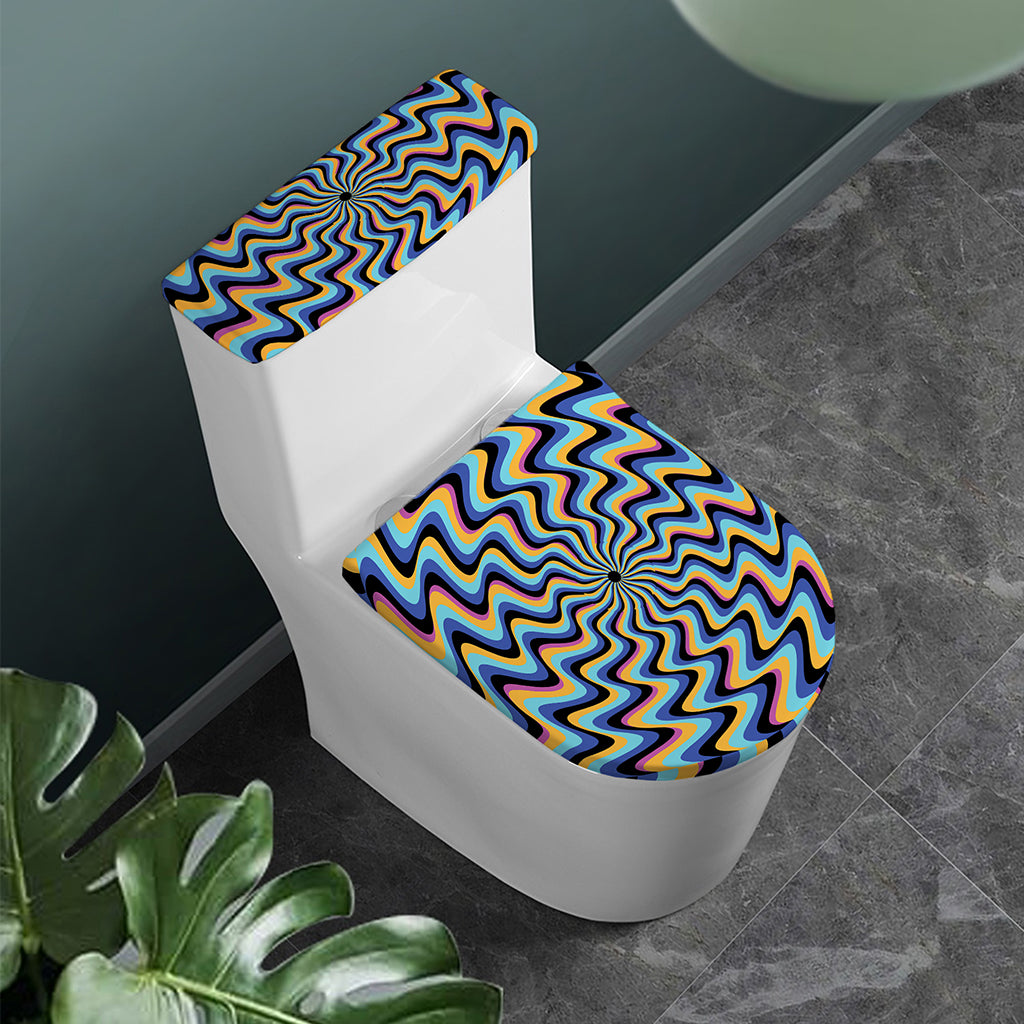 Psychedelic Illusory Motion Print Toilet Lid And Tank Cover Set