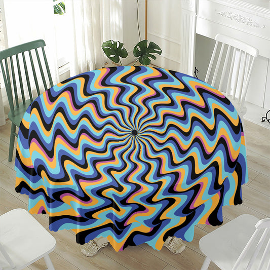 Psychedelic Illusory Motion Print Waterproof Round Tablecloth