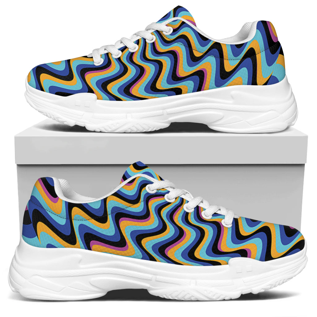 Psychedelic Illusory Motion Print White Chunky Shoes