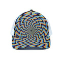 Psychedelic Illusory Motion Print White Mesh Trucker Hat