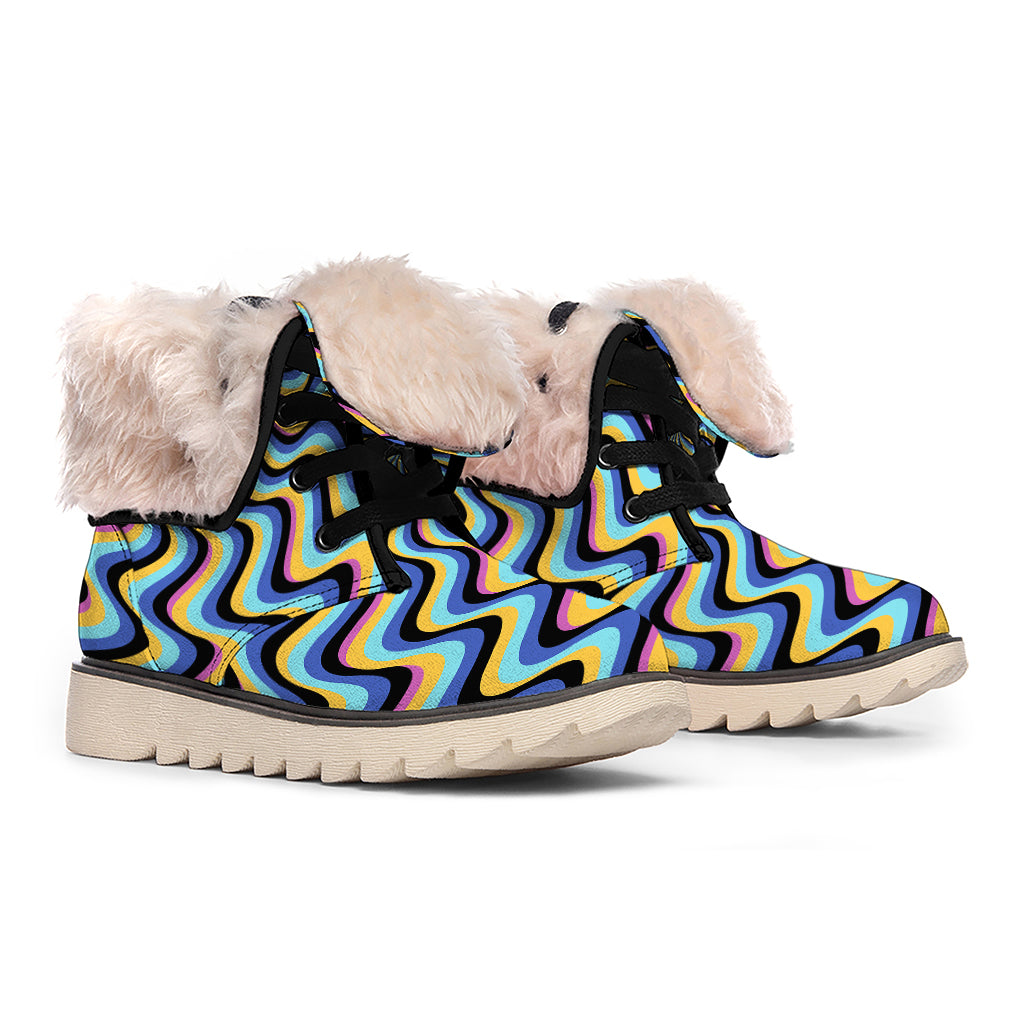 Psychedelic Illusory Motion Print Winter Boots