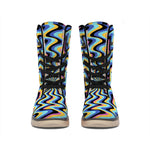 Psychedelic Illusory Motion Print Winter Boots