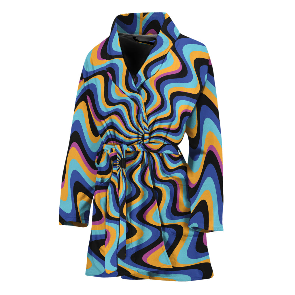 Psychedelic Illusory Motion Print Women's Bathrobe