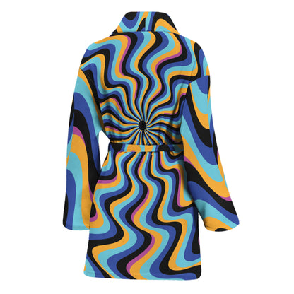 Psychedelic Illusory Motion Print Women's Bathrobe