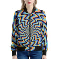 Psychedelic Illusory Motion Print Women's Bomber Jacket